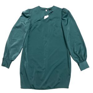 Kimberly Goldson Sz Small Belle Cutout Long Sleeve Satin Mini Dress Green NWOT